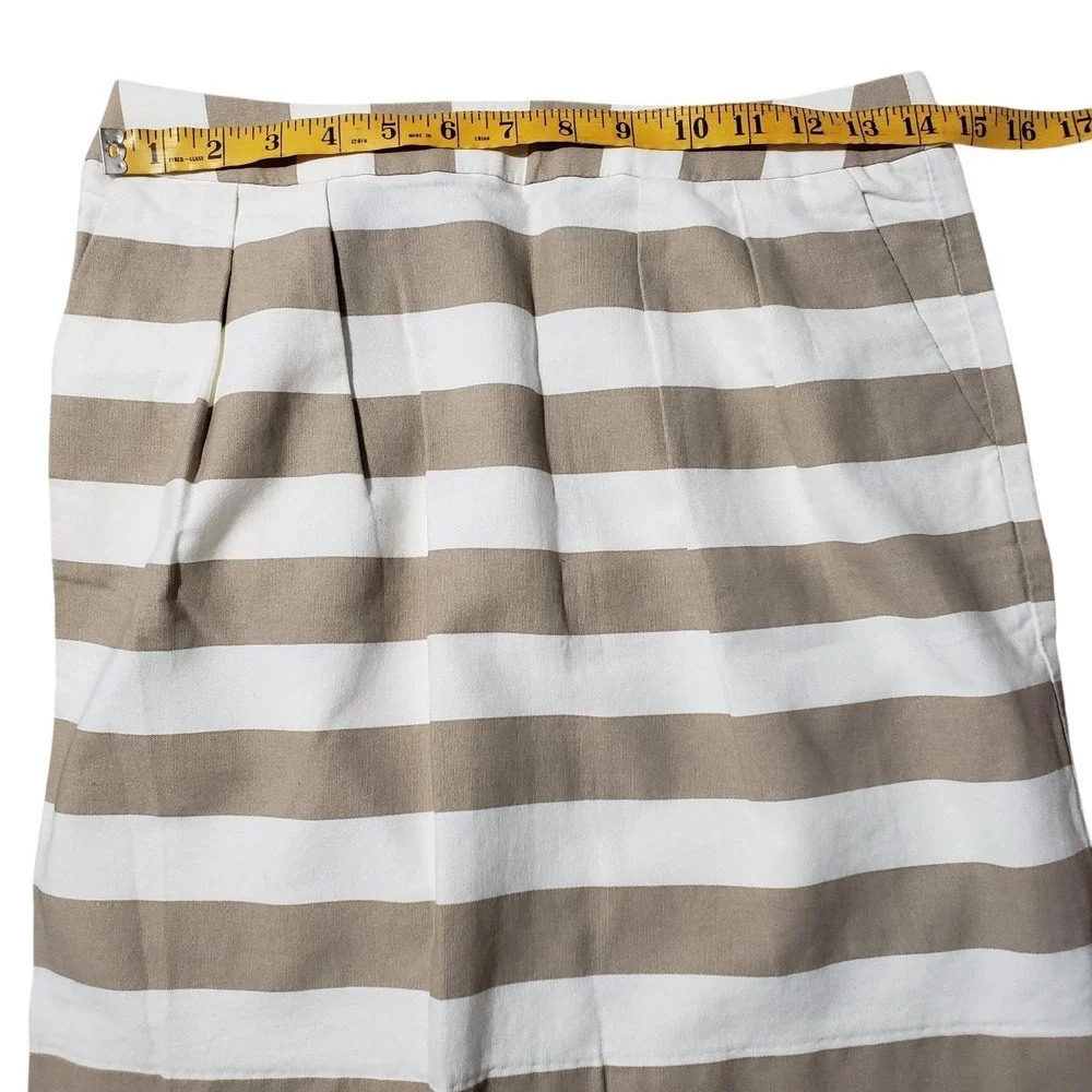 Banana‎ Republic Factory Pleated Mini Skirt Women's Size O Beige White Striped